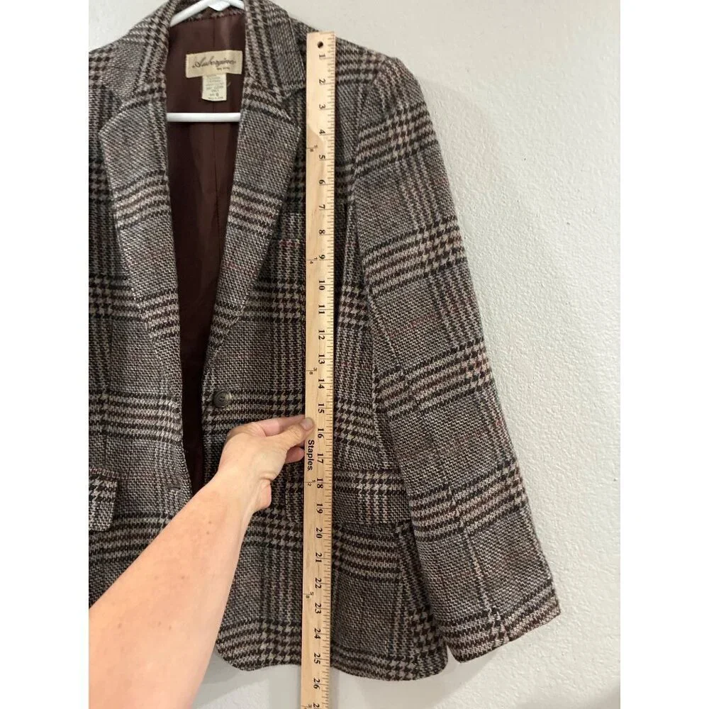 Aubergine cardigan womens career casual wool blend size 8 plaid checked coat